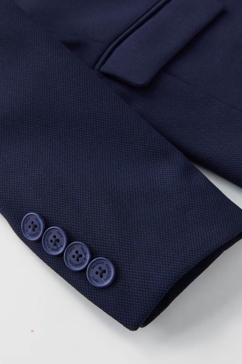 ZARA TEXTURED SUIT Blazers Pojke Marinblå Blå | BVGFY-3078