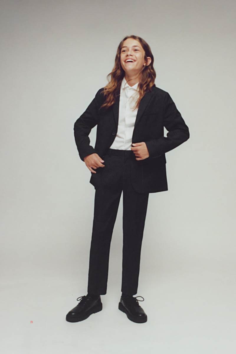 ZARA TEXTURED SUIT Byxor Pojke Marinblå Blå | XMRFJ-3804
