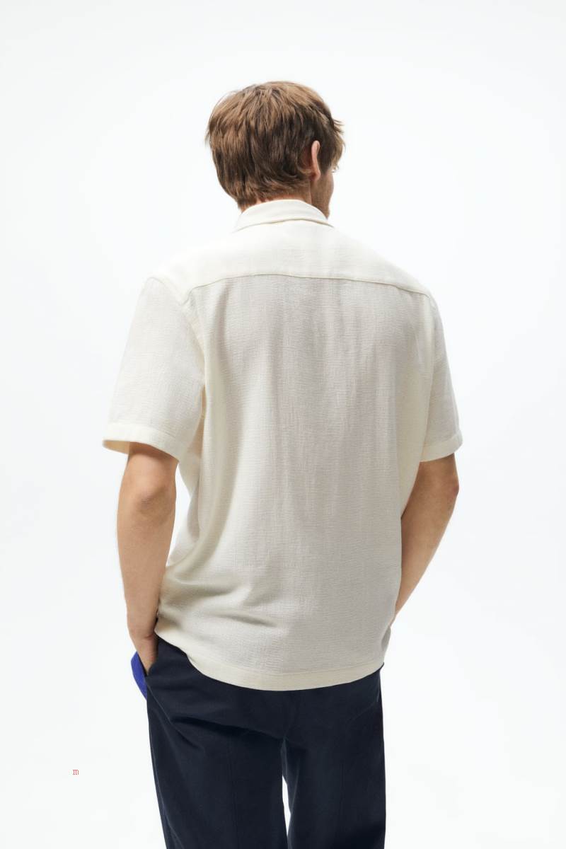 ZARA TEXTURED Skjorta Herr Grå Vita | JTRKD-8271