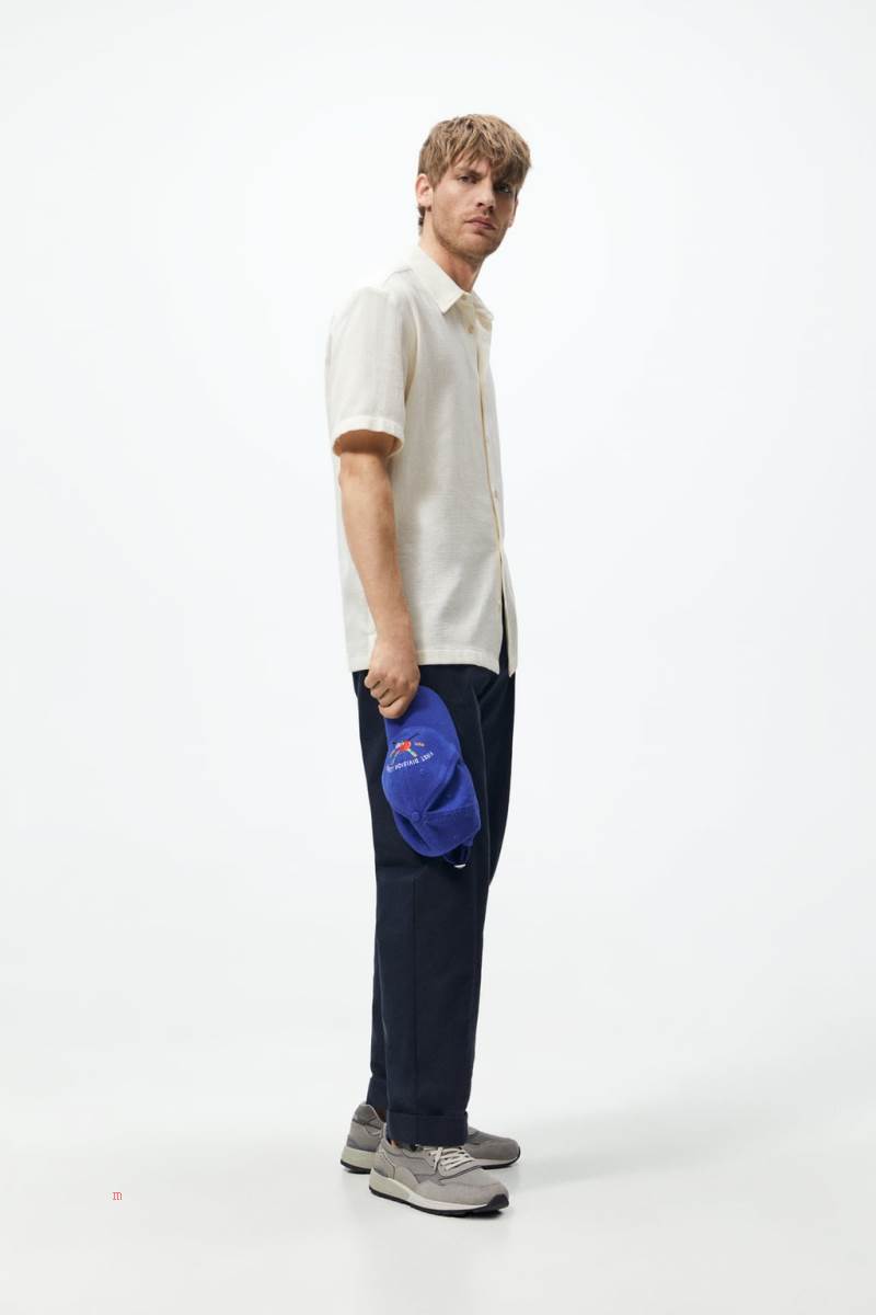 ZARA TEXTURED Skjorta Herr Grå Vita | JTRKD-8271