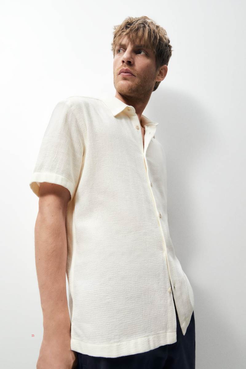 ZARA TEXTURED Skjorta Herr Grå Vita | JTRKD-8271