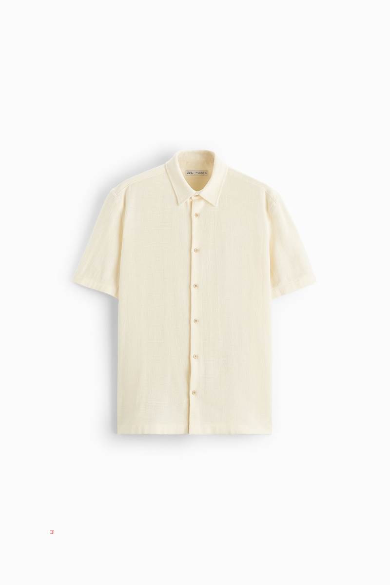 ZARA TEXTURED Skjorta Herr Grå Vita | JTRKD-8271