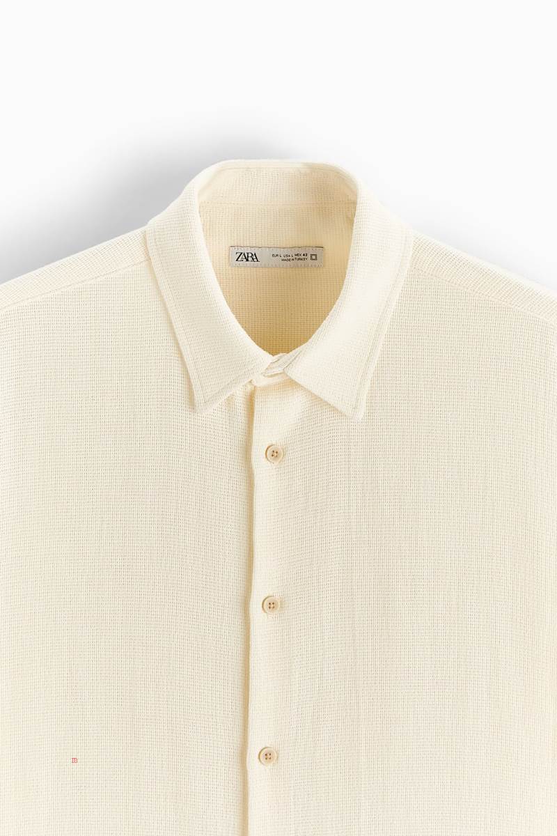 ZARA TEXTURED Skjorta Herr Grå Vita | JTRKD-8271