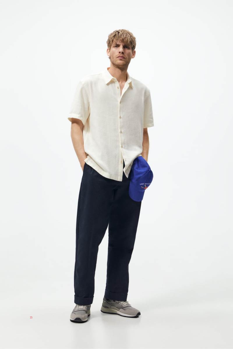 ZARA TEXTURED Skjorta Herr Grå Vita | JTRKD-8271