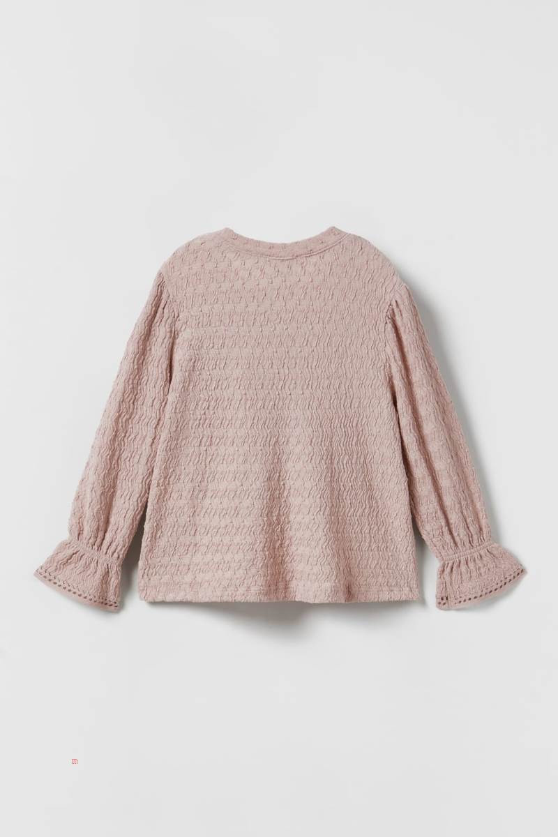 ZARA TEXTURED T-shirt Tjej Rosa | PKJZM-2160