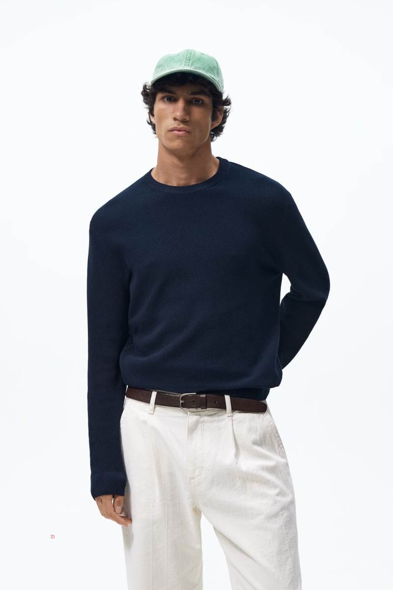 ZARA TEXTURED Tröjor Herr Marinblå Blå | ZOXSF-1653