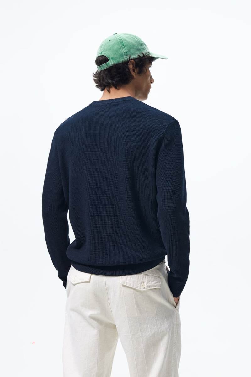 ZARA TEXTURED Tröjor Herr Marinblå Blå | ZOXSF-1653