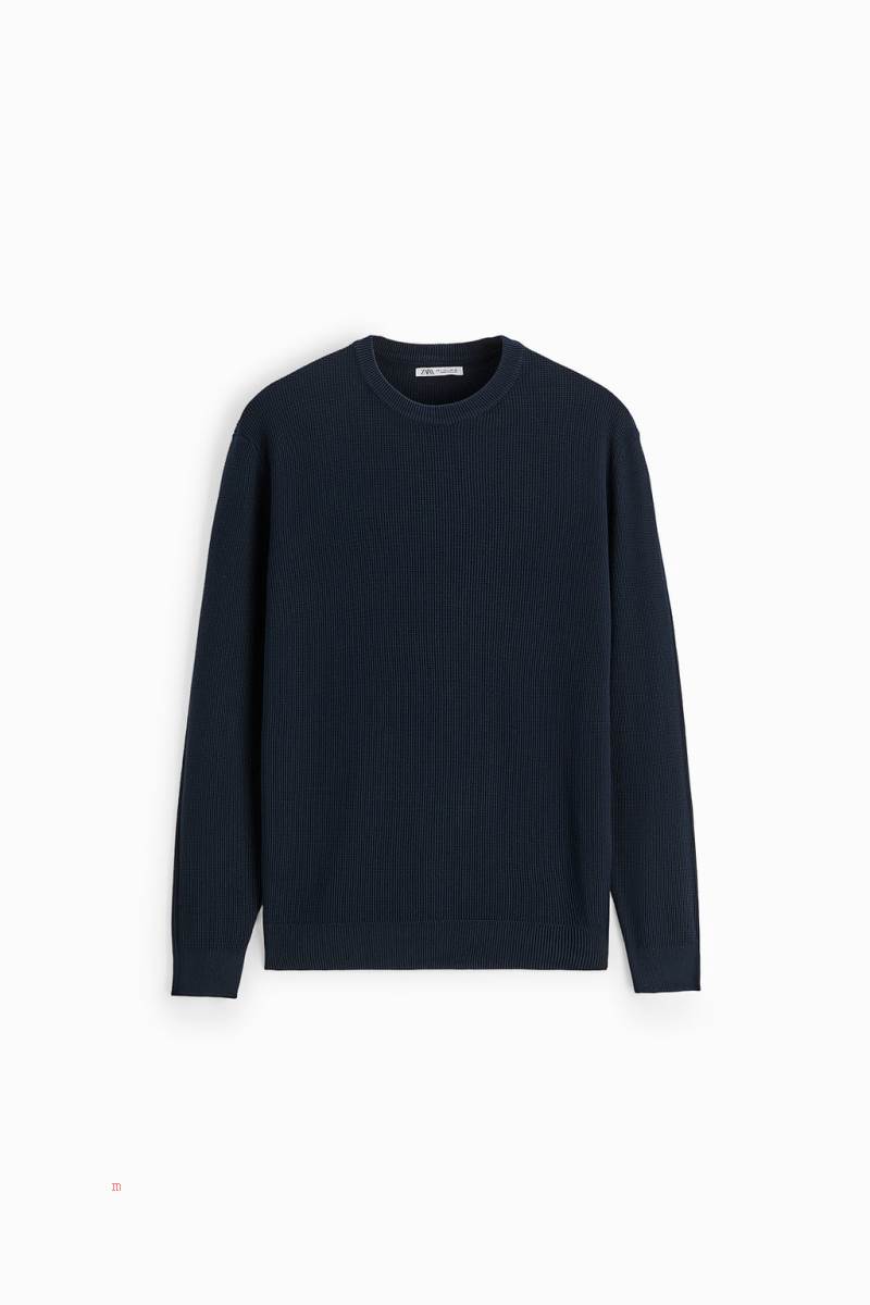 ZARA TEXTURED Tröjor Herr Marinblå Blå | ZOXSF-1653