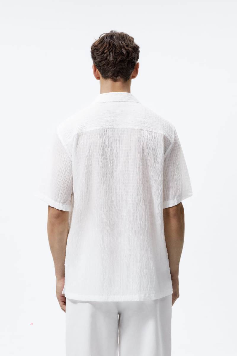ZARA TEXTURED WEAVE Skjorta Herr Vita | ECFYX-2047