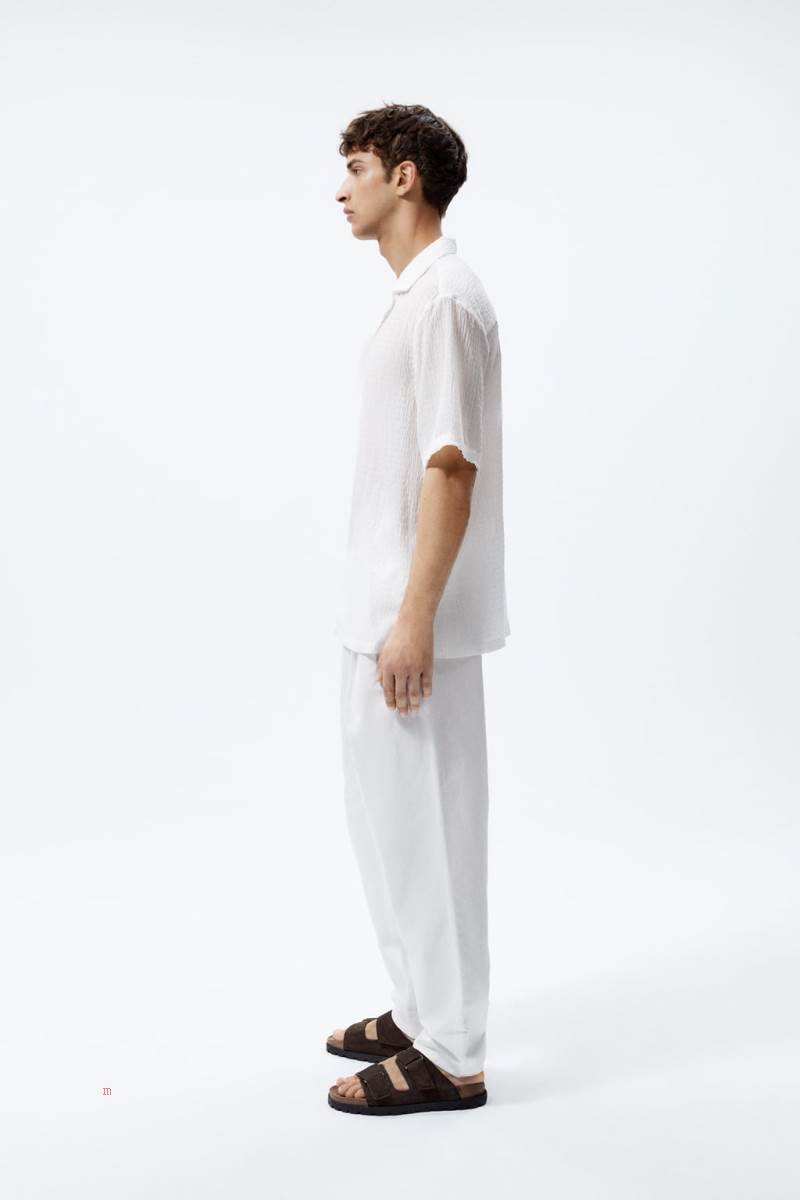 ZARA TEXTURED WEAVE Skjorta Herr Vita | ECFYX-2047