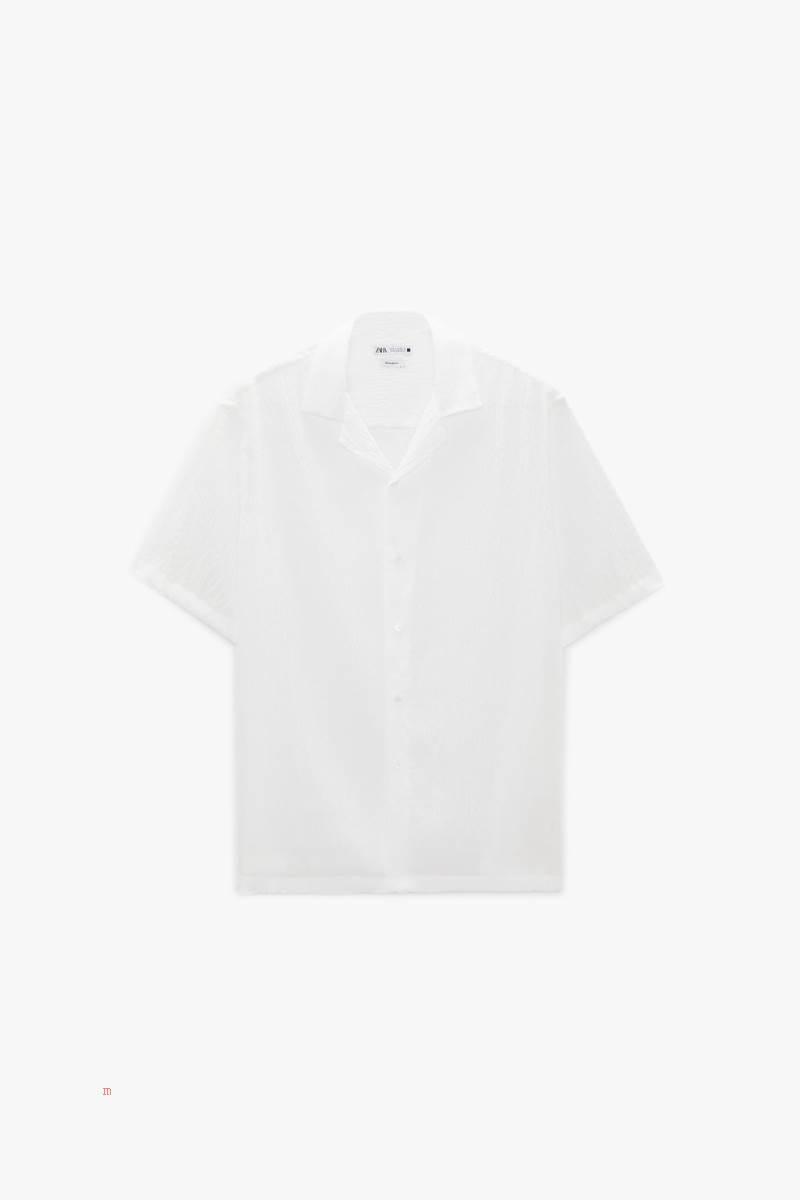 ZARA TEXTURED WEAVE Skjorta Herr Vita | ECFYX-2047
