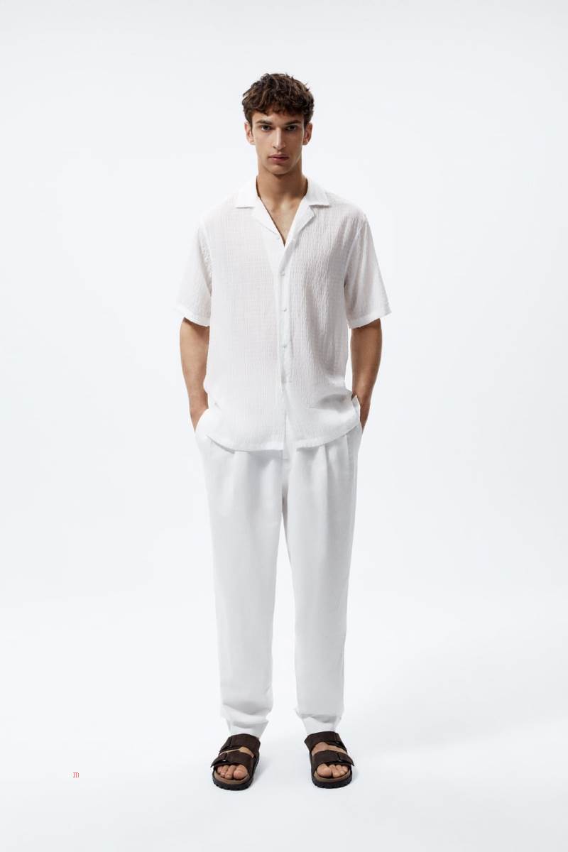 ZARA TEXTURED WEAVE Skjorta Herr Vita | ECFYX-2047