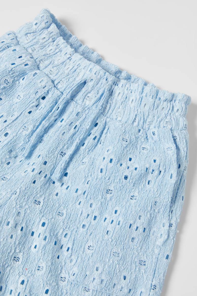 ZARA TEXTURED WITH EMBROIDERY Byxor Tjej Blå | RQLCE-8417