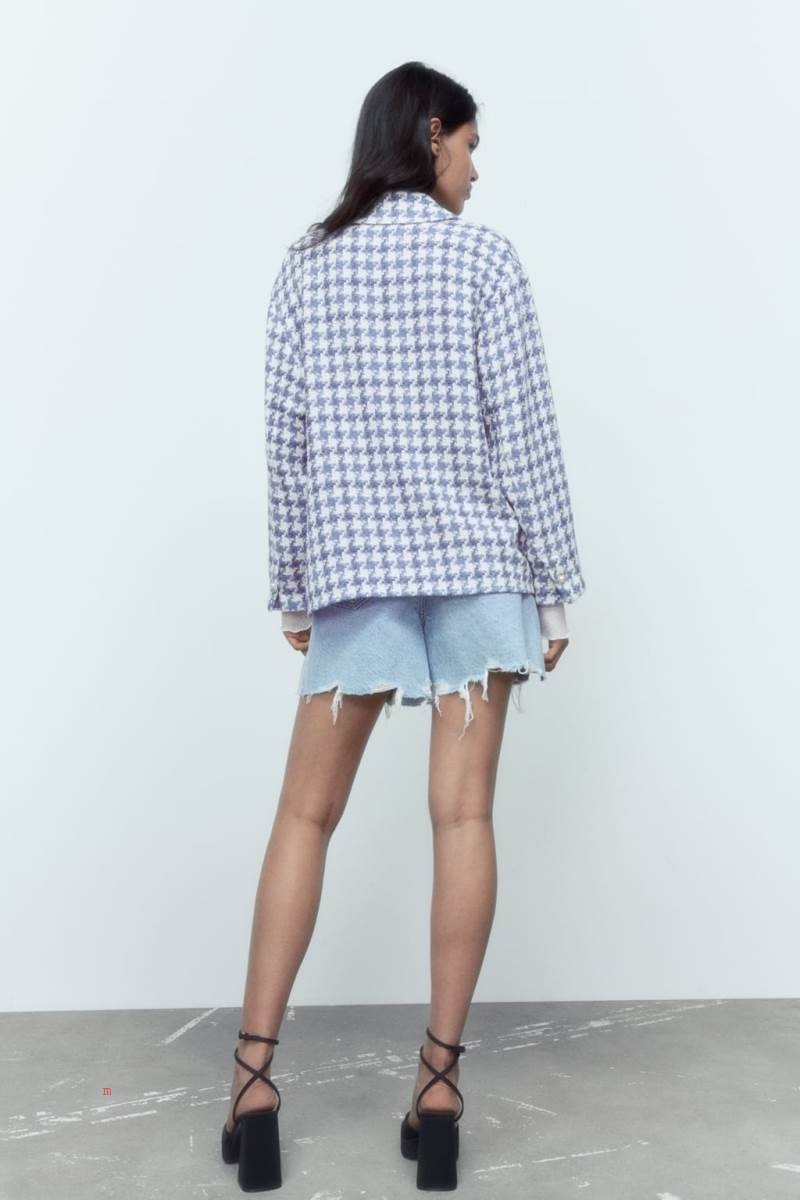 ZARA TEXTURED WITH FAUX PEARL BUTTONS Övertröja Dam Blå | EMFDP-2579