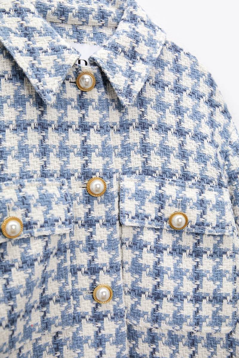 ZARA TEXTURED WITH FAUX PEARL BUTTONS Övertröja Dam Blå | EMFDP-2579