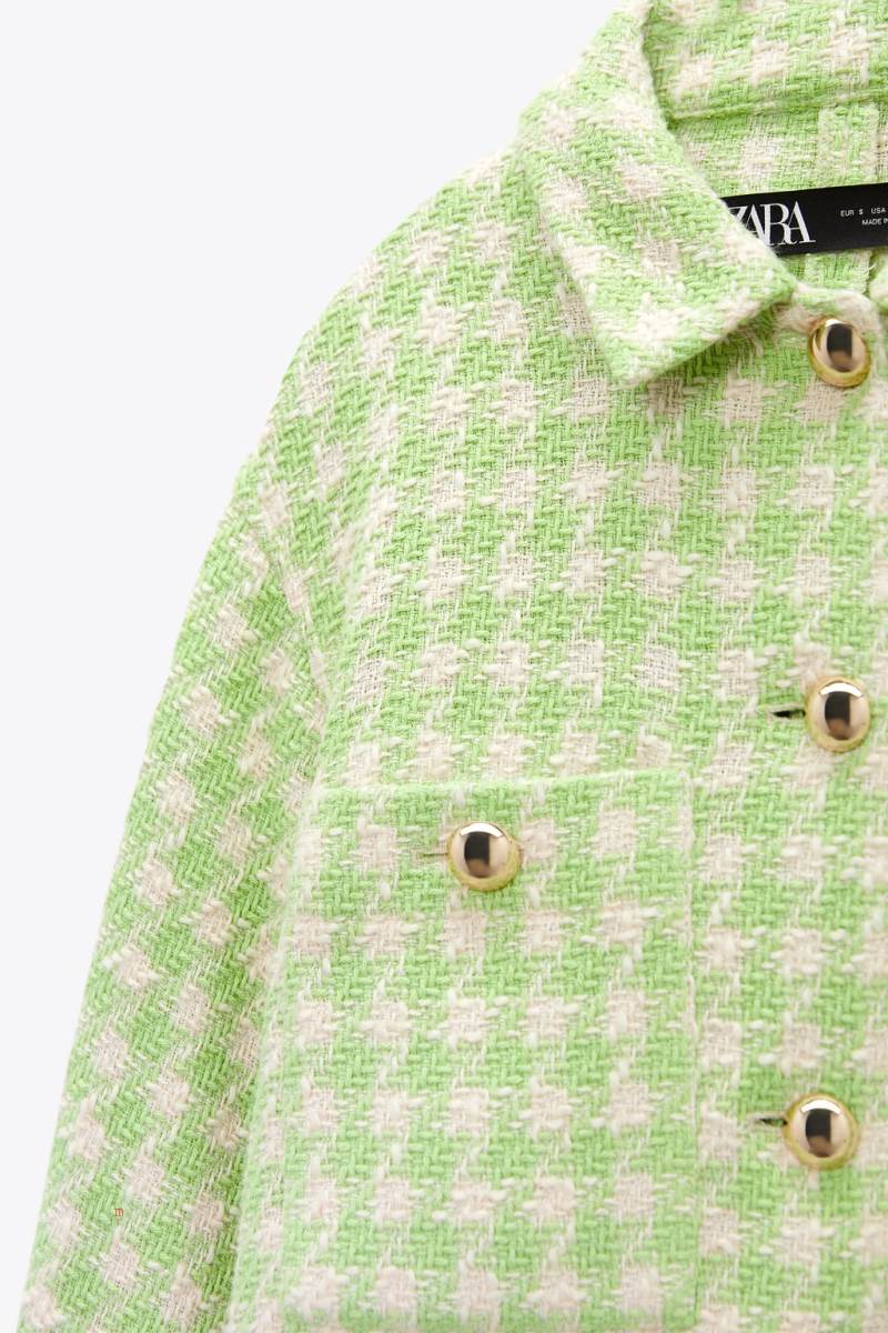 ZARA TEXTURED WITH GOLDEN BUTTONS Jacka Dam Gröna | DUMTQ-4896