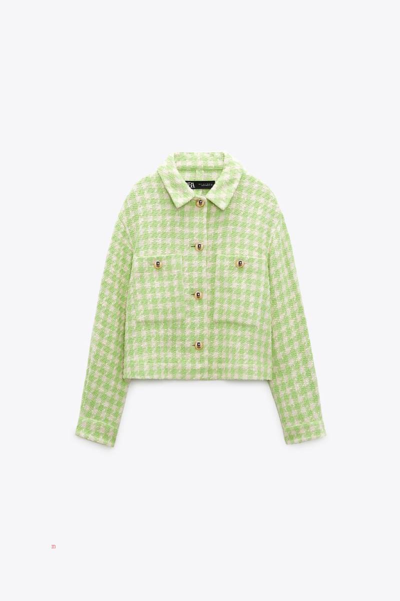 ZARA TEXTURED WITH GOLDEN BUTTONS Jacka Dam Gröna | DUMTQ-4896