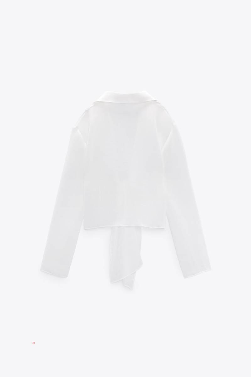 ZARA TEXTURED WITH KNOT Skjorta Dam Vita | UDGIP-2078