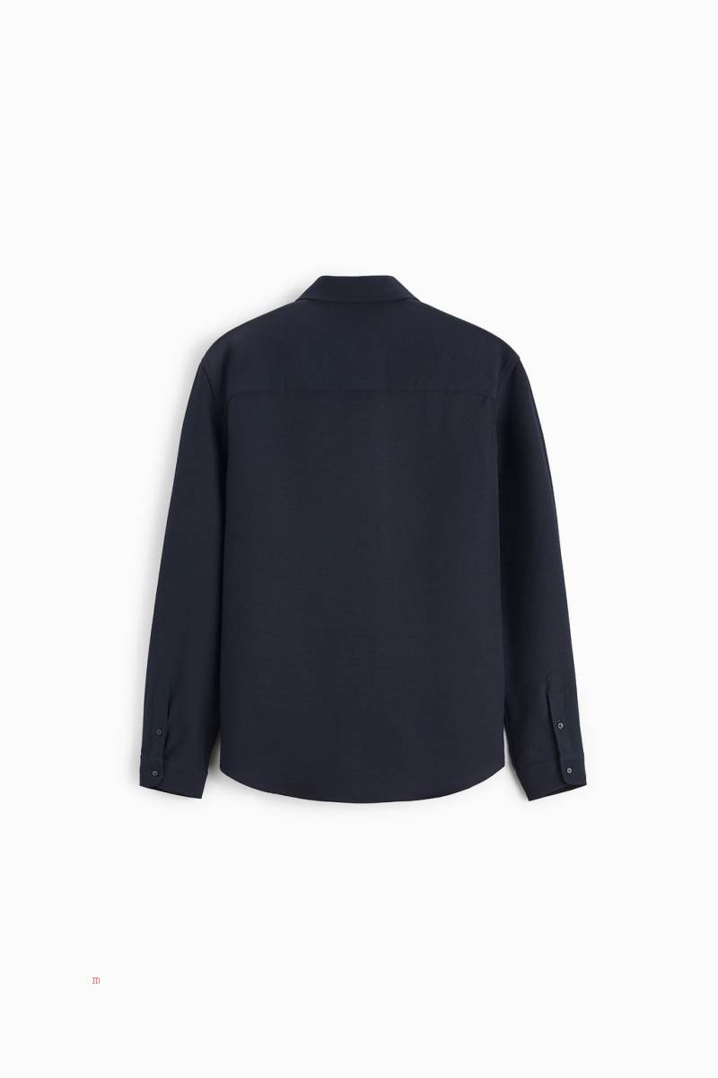 ZARA TEXTURED WITH POCKET Skjorta Herr Marinblå Blå | PBRIV-7608