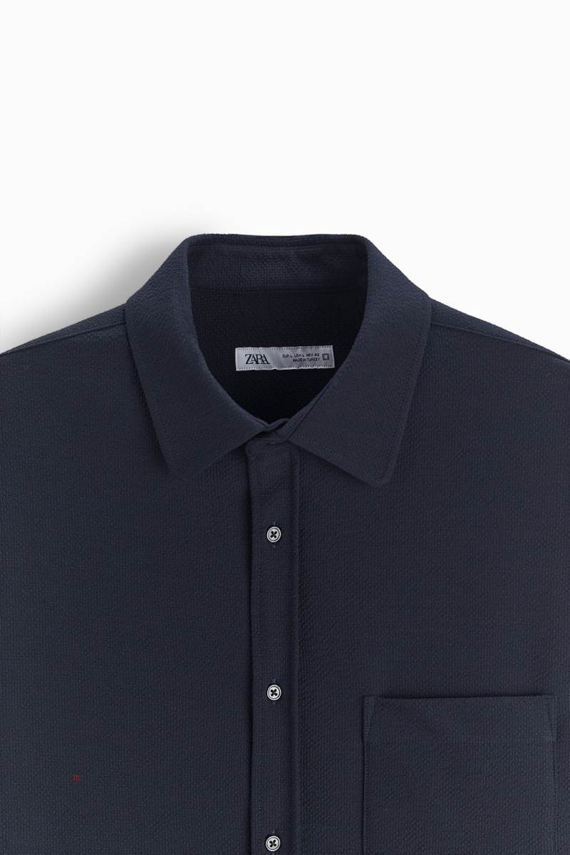 ZARA TEXTURED WITH POCKET Skjorta Herr Marinblå Blå | PBRIV-7608