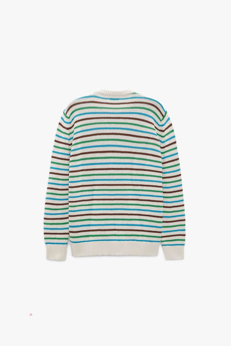 ZARA TEXTURED WITH STRIPES Tröjor Herr Vita | EFBQK-7031