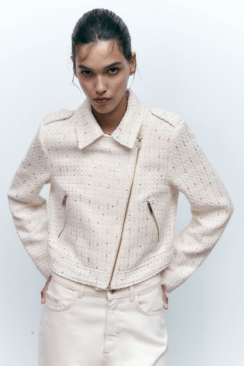 ZARA TEXTURED WITH ZIPS Jacka Dam Beige | ETWBF-0654