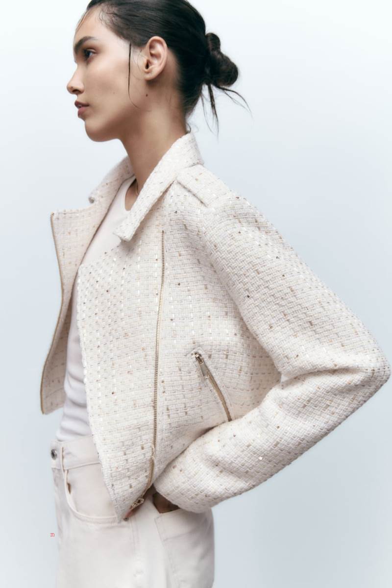 ZARA TEXTURED WITH ZIPS Jacka Dam Beige | ETWBF-0654