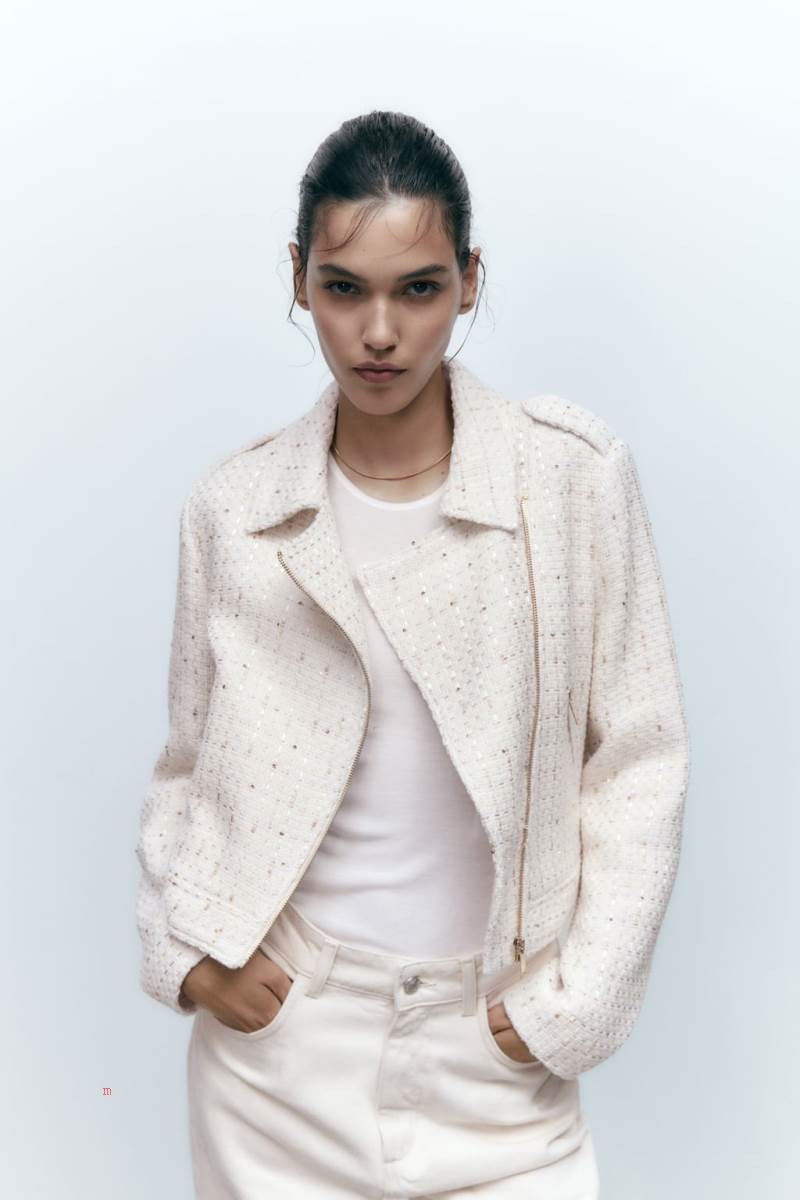 ZARA TEXTURED WITH ZIPS Jacka Dam Beige | ETWBF-0654