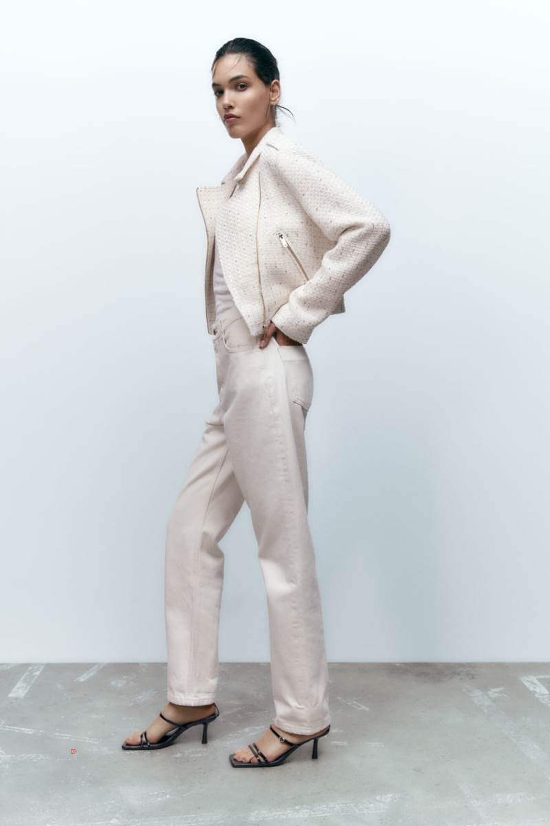 ZARA TEXTURED WITH ZIPS Jacka Dam Beige | ETWBF-0654