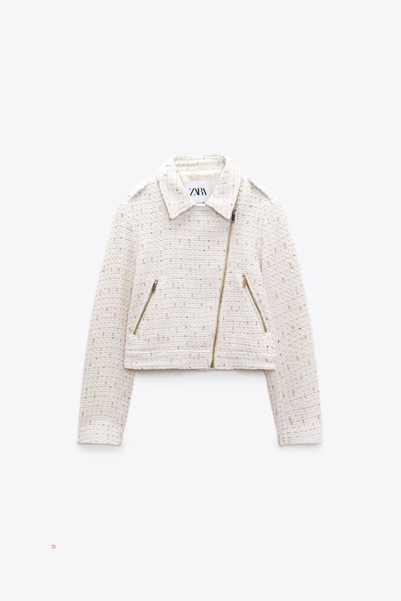 ZARA TEXTURED WITH ZIPS Jacka Dam Beige | ETWBF-0654