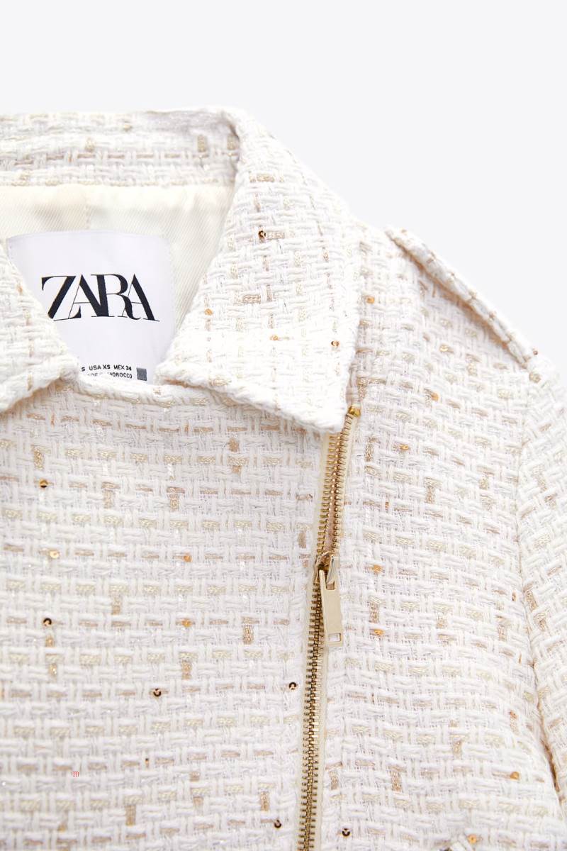 ZARA TEXTURED WITH ZIPS Jacka Dam Beige | ETWBF-0654