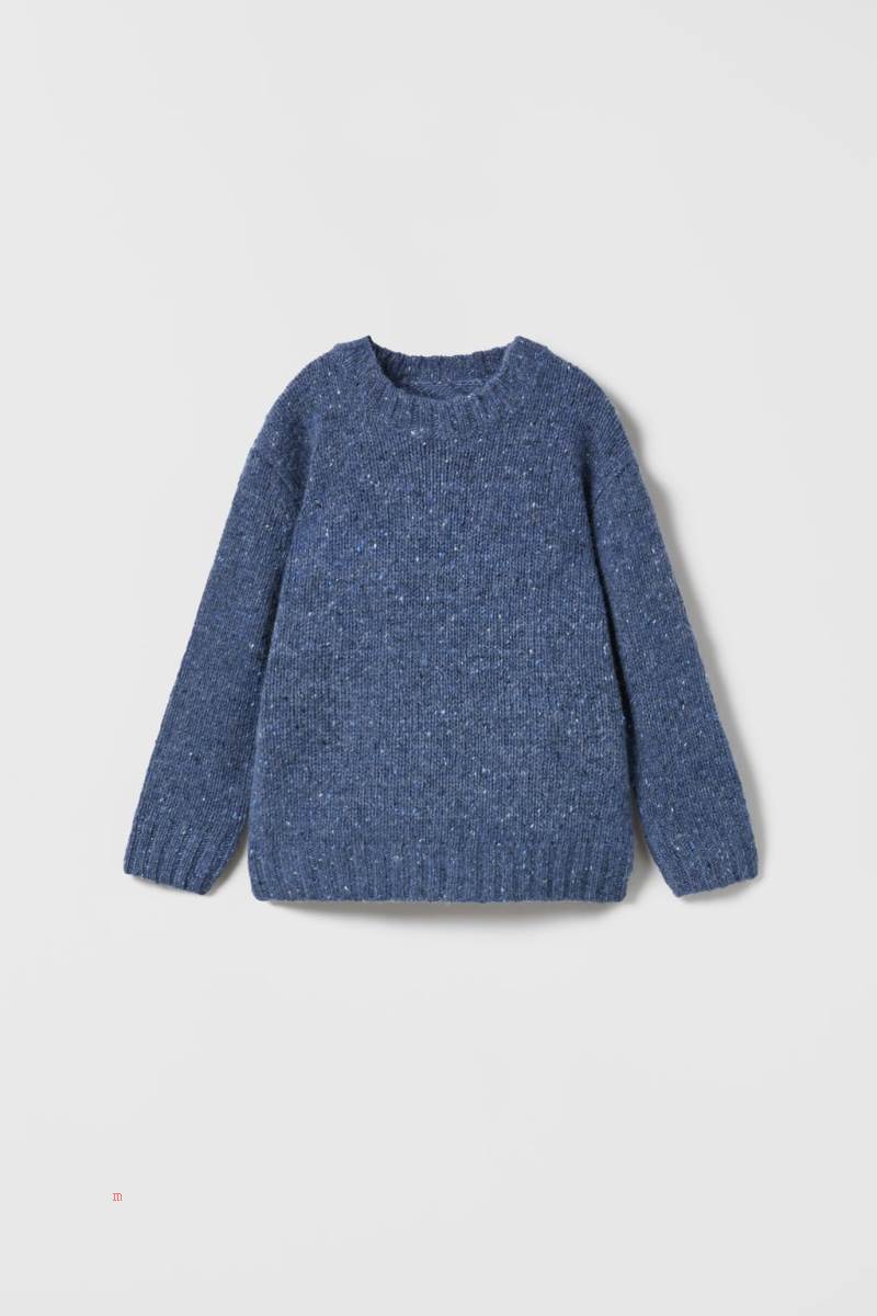 ZARA THICK GAUGE WOOL BLEND KNIT KNOP YARN Tröjor Tjej Blå | MHOVA-2019