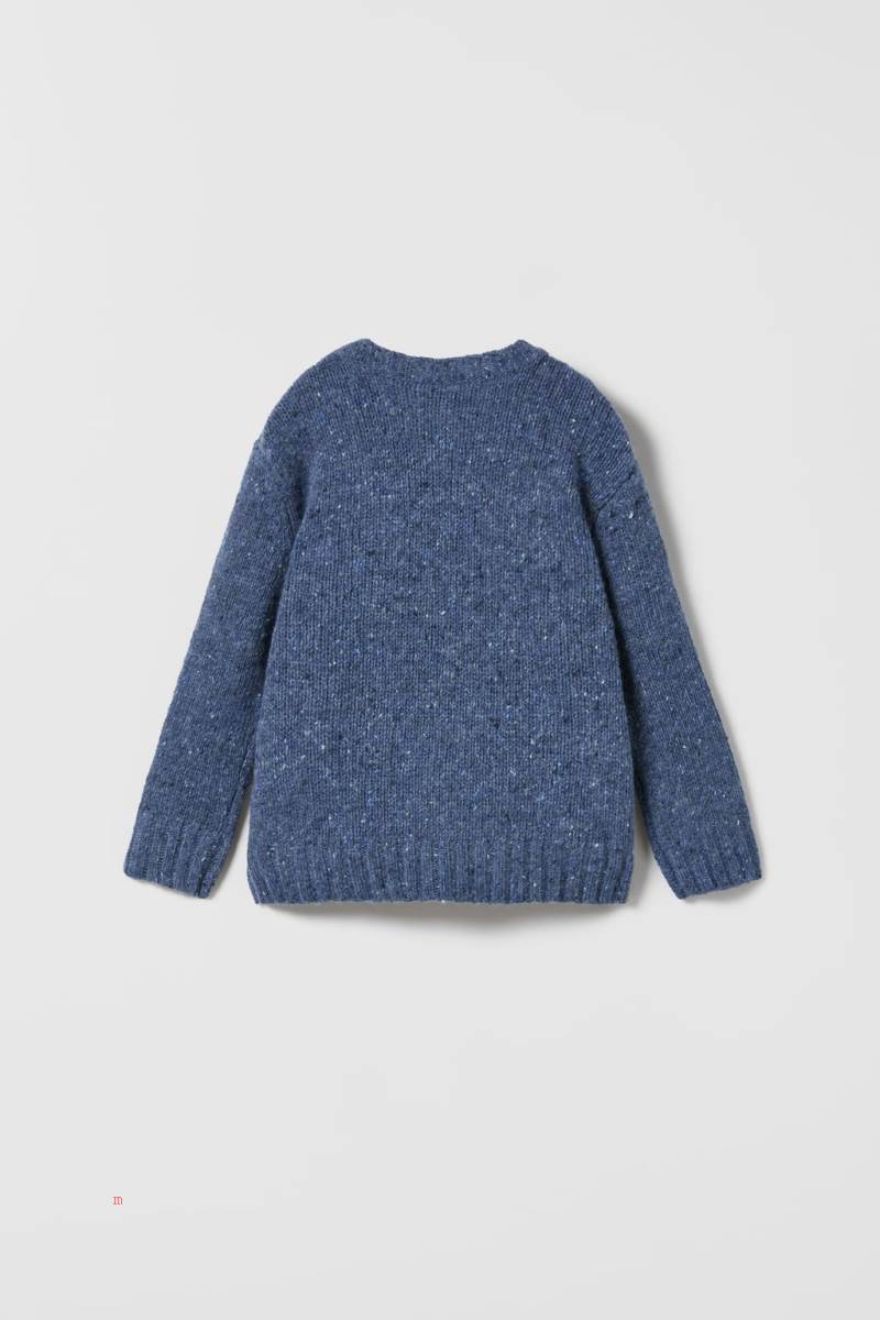 ZARA THICK GAUGE WOOL BLEND KNIT KNOP YARN Tröjor Tjej Blå | MHOVA-2019