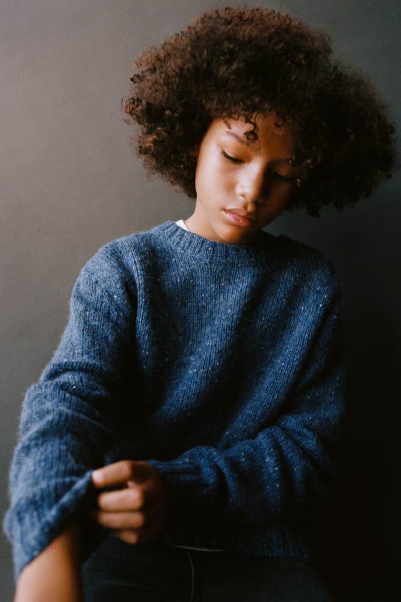 ZARA THICK GAUGE WOOL BLEND KNIT KNOP YARN Tröjor Tjej Blå | MHOVA-2019