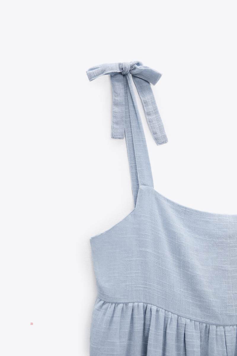 ZARA TIERED COTTON Klänning Dam Ljusblå | NQKLB-5031
