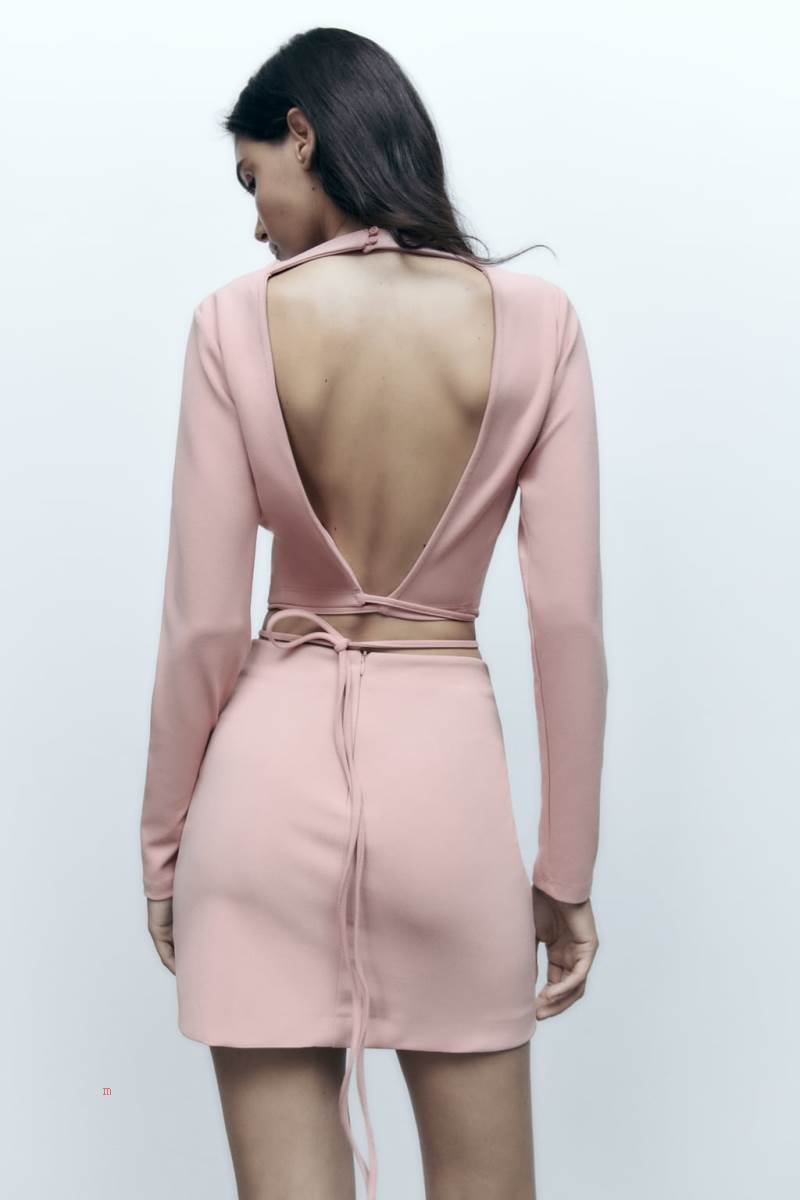 ZARA TIE DETAIL Crop Top Dam Rosa | LHQAS-2807