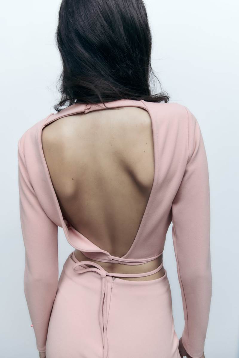 ZARA TIE DETAIL Crop Top Dam Rosa | LHQAS-2807
