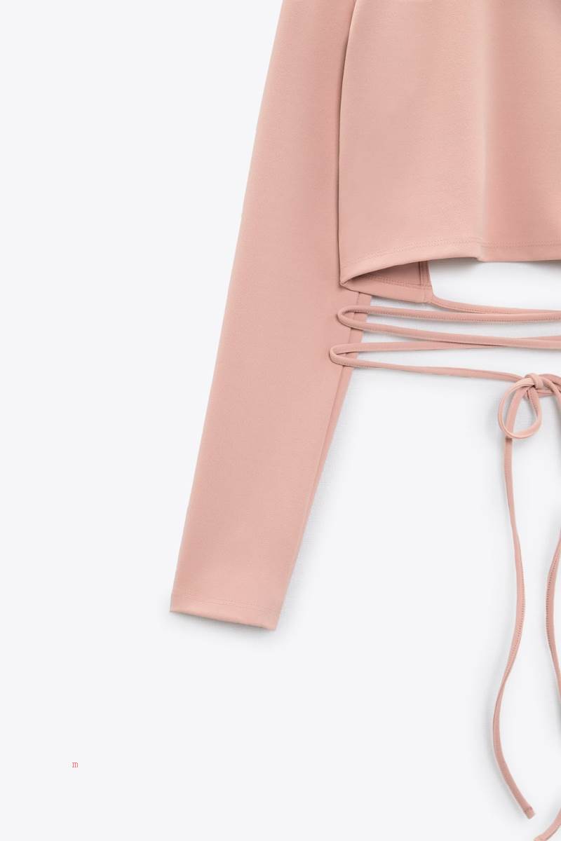 ZARA TIE DETAIL Crop Top Dam Rosa | LHQAS-2807