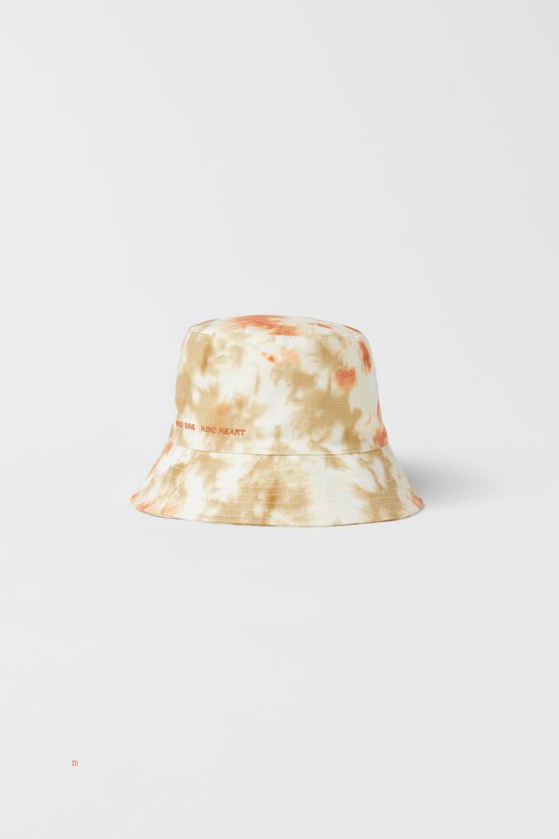 ZARA TIE-DYE BUCKET WITH EMBROIDERY Hatt Tjej Bruna | BJDAC-4921