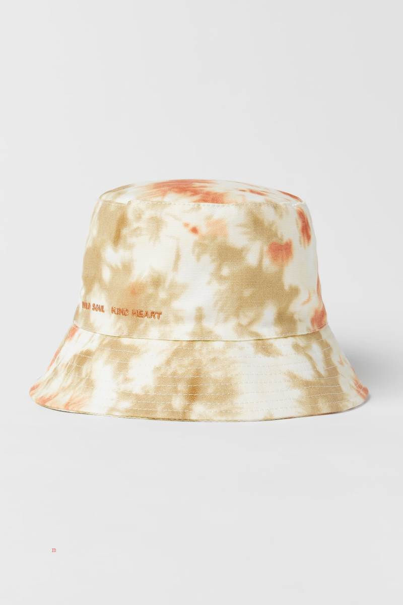 ZARA TIE-DYE BUCKET WITH EMBROIDERY Hatt Pojke Bruna | FOUMX-7241