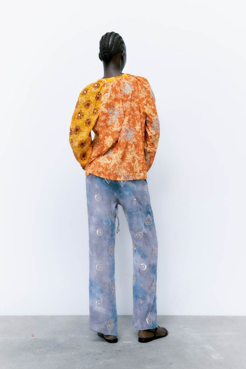 ZARA TIE-DYE Byxor Dam Blå | NUAWD-8046