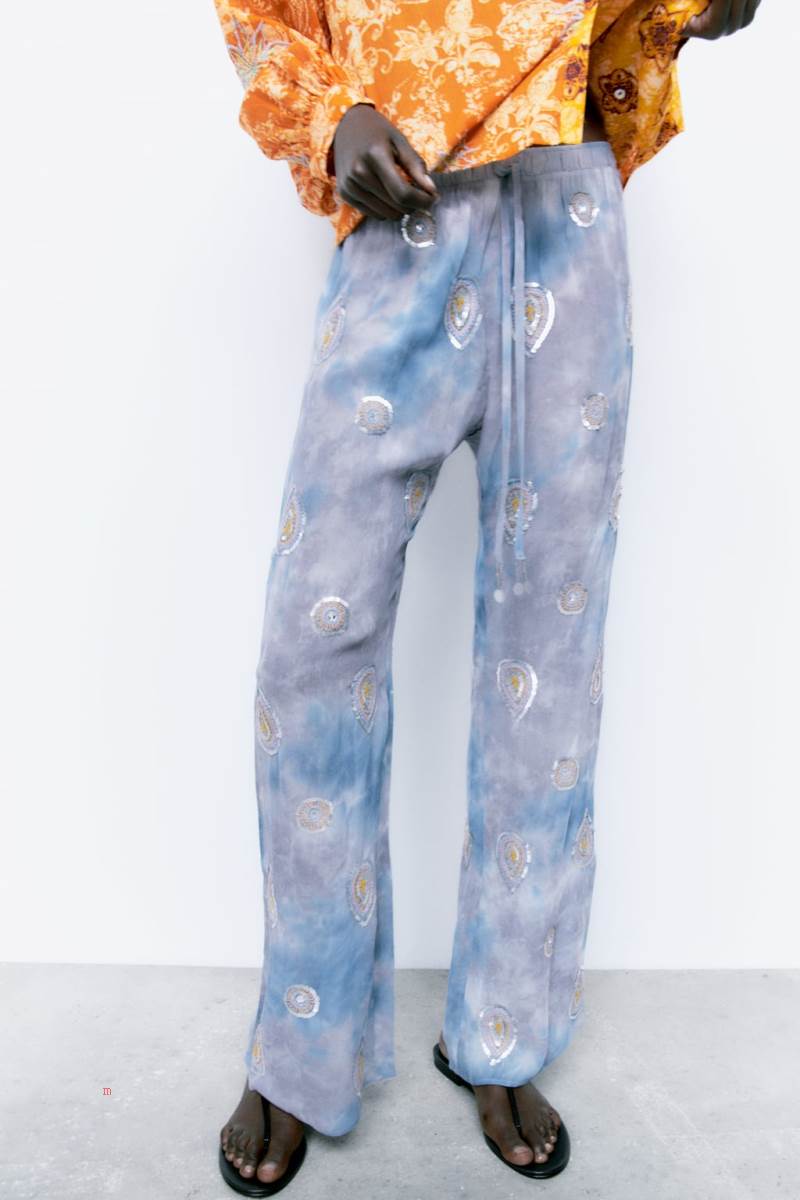 ZARA TIE-DYE Byxor Dam Blå | NUAWD-8046