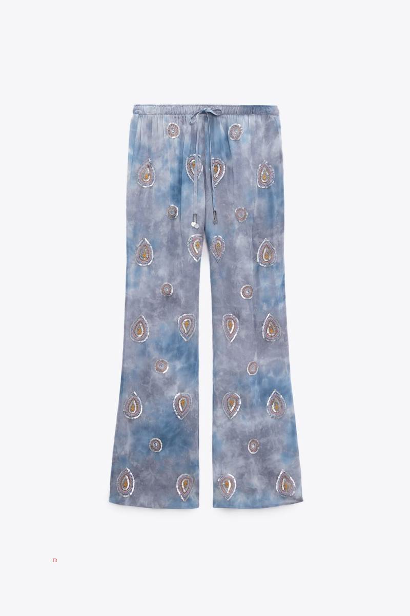 ZARA TIE-DYE Byxor Dam Blå | NUAWD-8046