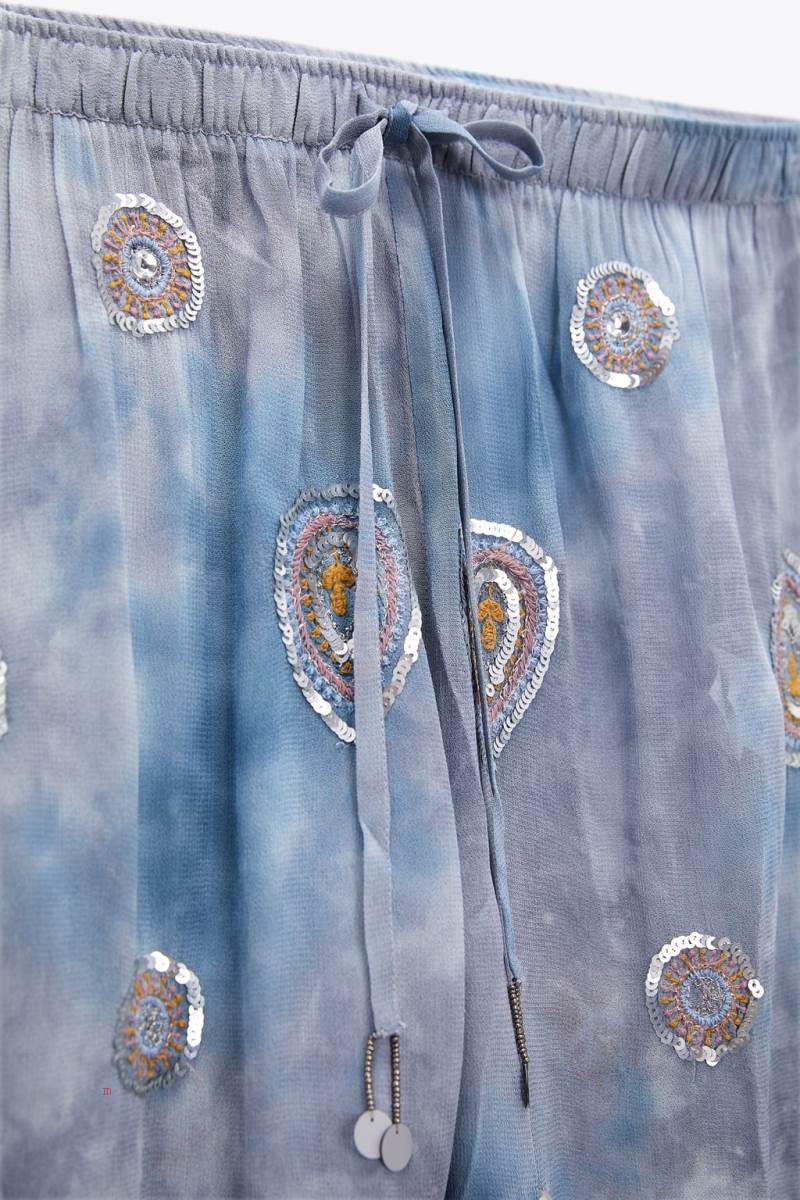 ZARA TIE-DYE Byxor Dam Blå | NUAWD-8046