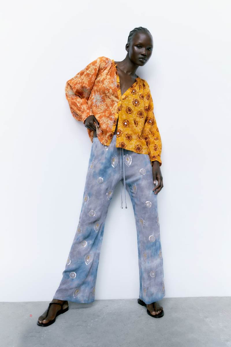 ZARA TIE-DYE Byxor Dam Blå | NUAWD-8046
