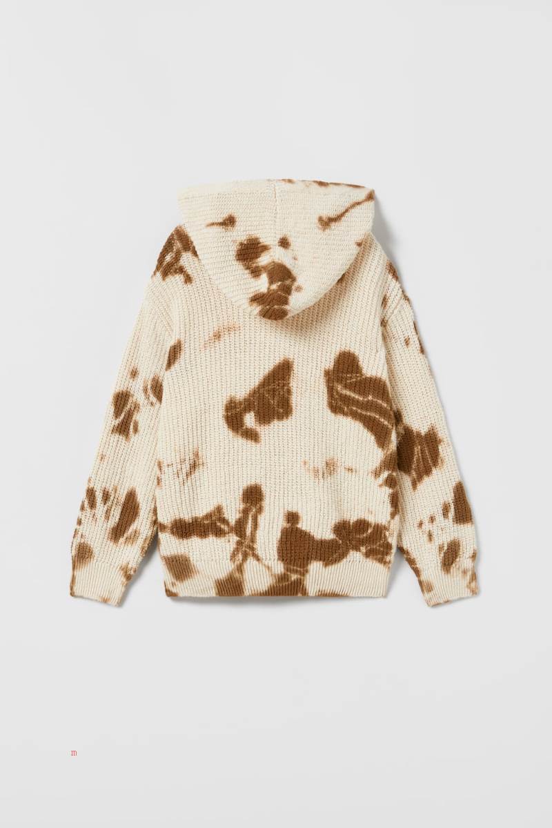 ZARA TIE-DYE KNIT WITH HOOD Tröjor Pojke Grå Vita | YJTRM-5802