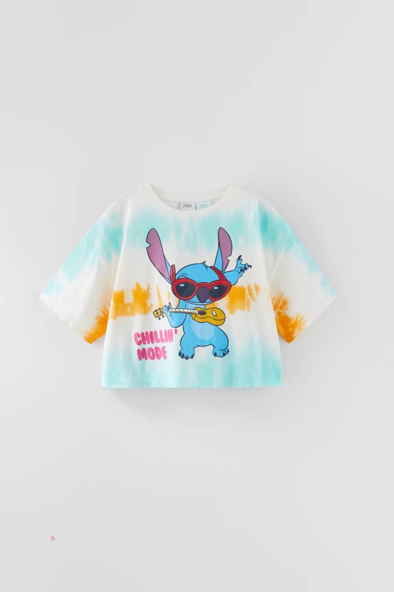 ZARA TIE-DYE LILO & STITCH © DISNEY T-shirt Tjej Olika Färger Röda | SQUDT-4360