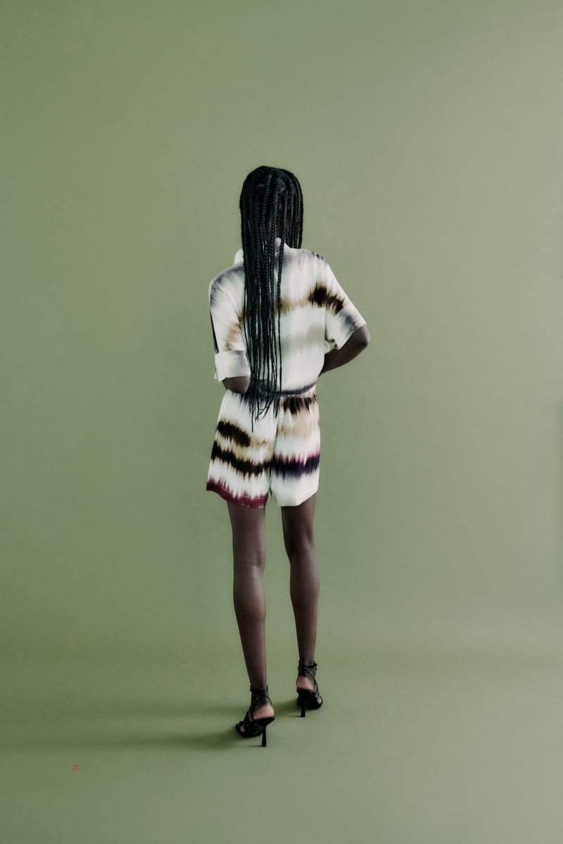 ZARA TIE-DYE PRINT BERMUDA Shorts Dam Olika Färger Röda | HURNX-8164