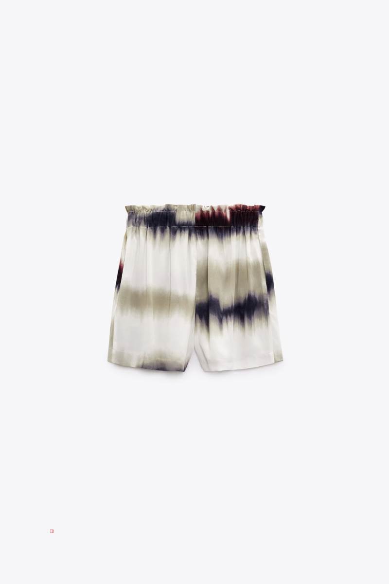 ZARA TIE-DYE PRINT BERMUDA Shorts Dam Olika Färger Röda | HURNX-8164