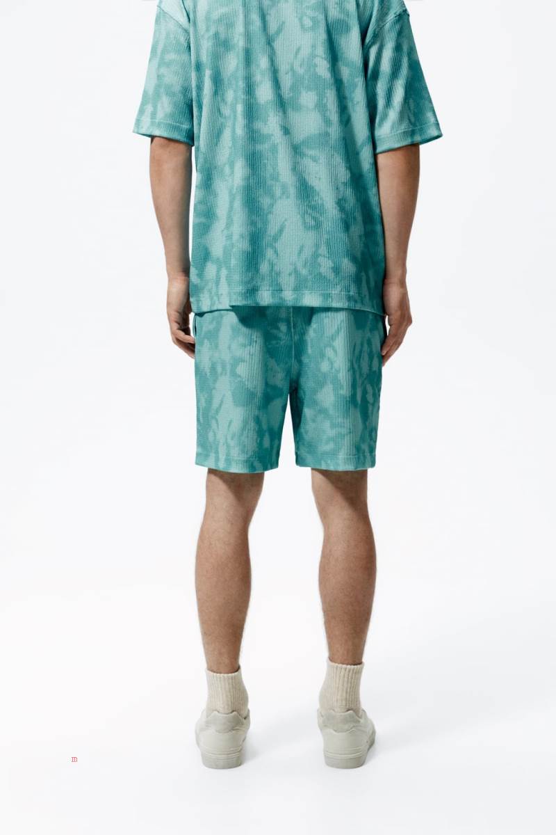 ZARA TIE-DYE PRINT BERMUDA Shorts Herr Turkos | BIEVK-3059